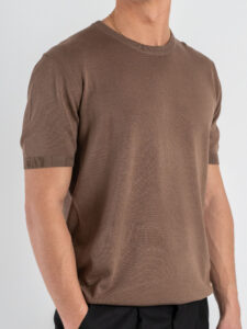 GIANNI LUPO Maglia girocollo regular in viscosa GL510S Tobacco (2)