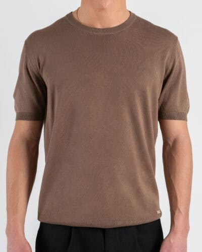 GIANNI LUPO Maglia girocollo regular in viscosa GL510S Tobacco