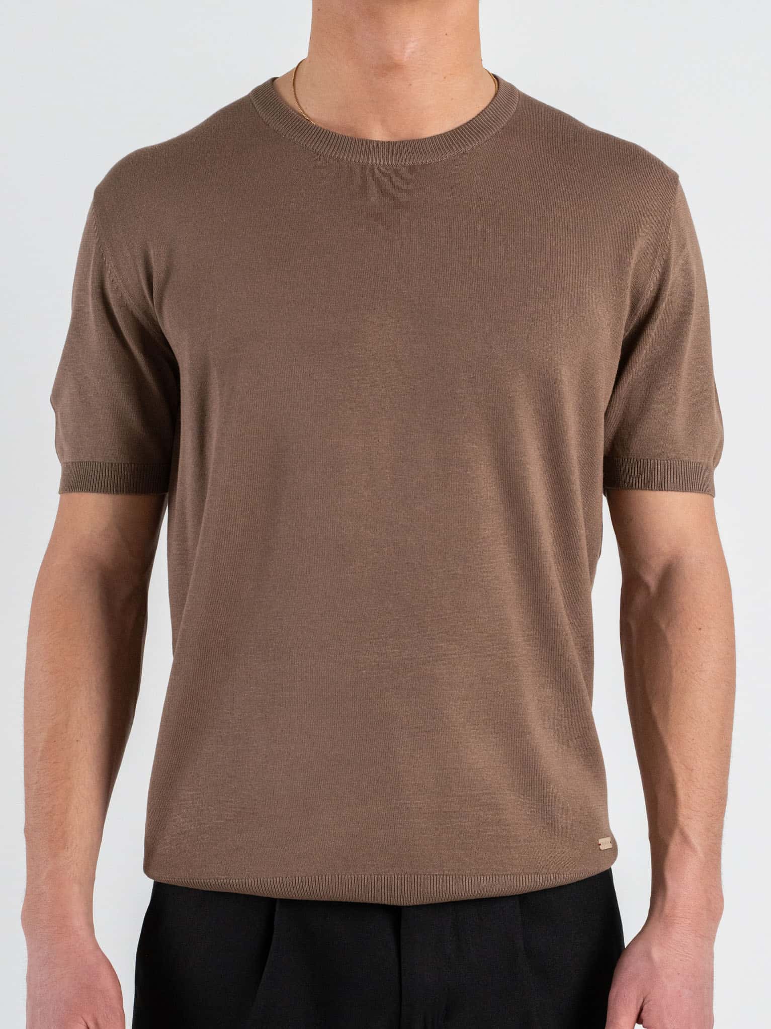 GIANNI LUPO Maglia girocollo regular in viscosa GL510S Tobacco