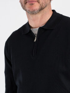 GIANNI LUPO Polo regular in tinta unita con zip GL35205 Black (3)