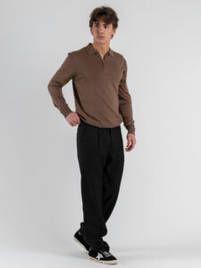 GIANNI LUPO Polo regular in tinta unita con zip GL35205 Tobacco (1)