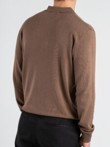 GIANNI LUPO Polo regular in tinta unita con zip GL35205 Tobacco (5)