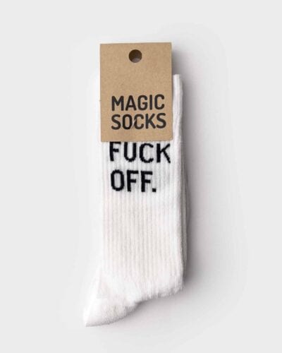 MAGIC SOCKS Calze in spugna unisex tg. unica stampa FK OFF Bianche Home