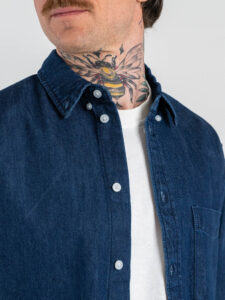ONLY&SONS Camicia comoda di jeans in cotone con tasca ORSON 22036600 Dark Blu Denim (3)