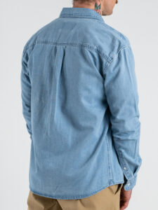 ONLY&SONS Camicia comoda di jeans in cotone con tasca ORSON 22036600 Light Blue Denim (1)