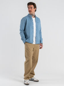 ONLY&SONS Camicia comoda di jeans in cotone con tasca ORSON 22036600 Light Blue Denim (2)