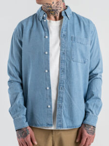 ONLY&SONS Camicia comoda di jeans in cotone con tasca ORSON 22036600 Light Blue Denim (5)