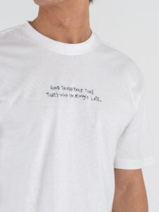 ONLY&SONS T-shirt over in cotone con scritta ricamata AARON 22030568 Bright White (2)