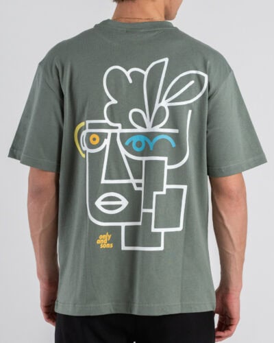 ONLY&SONS T-shirt over in cotone con stampa picasso fronte/retro FRED 22038836 Agave Green