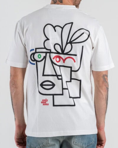 ONLY&SONS T-shirt over in cotone con stampa picasso fronte/retro FRED 22038836 Bright White