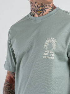 ONLY&SONS T-shirt over in cotone con stampa rana fronteretro FRED 22038836 Iceberg Green (4)