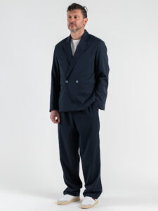 OVER-D Abito Relaxed fit con Giacca un petto e mezzo + Pantalone con elastico in vita OE1S2S6A41 Blu (2)