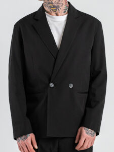 OVER-D Abito Relaxed fit con Giacca un petto e mezzo + Pantalone con elastico in vita OE1S2S6A41 Nero (5)