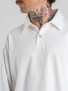 Polo over croppata in cotone con colletto e bottoni HM Bianca (4)