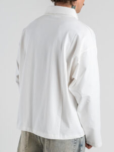 Polo over croppata in cotone con colletto e bottoni HM Bianca (5)