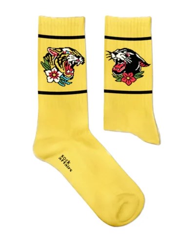 SOCKS AFFAIRS Calze di media lunghezza in morbido cotone AMERICAN WAR TIGER TATTOO ATHLETIC Giallo