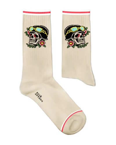 SOCKS AFFAIRS Calze di media lunghezza in morbido cotone AMERICAN WAR SKULL TATTOO ATHLETIC Beige