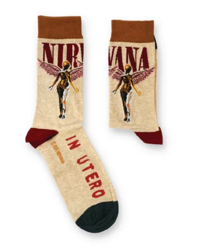SOCKS AFFAIRS Calze di media lunghezza in morbido cotone NIRVANA UTERO SOCKS Beige