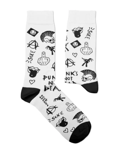 SOCKS AFFAIRS Calze di media lunghezza in morbido cotone PUNK'S NOT DEAD SOCKS Bianco