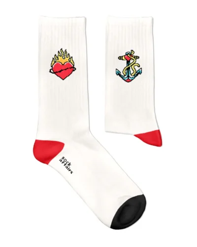 SOCKS AFFAIRS Calze di media lunghezza in morbido cotone TRADITIONAL AMERICAN TATTOO ATHLETIC Bianco