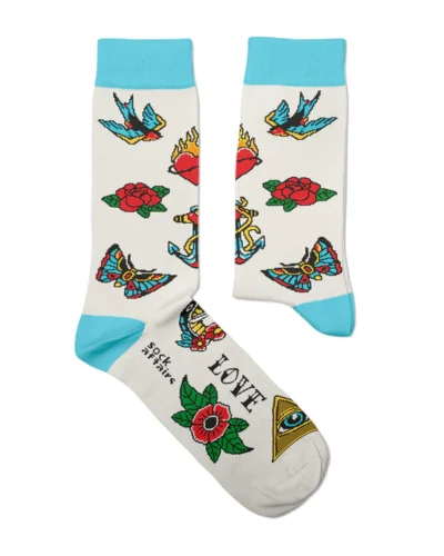 SOCKS AFFAIRS Calze di media lunghezza in morbido cotone TRADITIONAL AMERICAN TATTOO SOCKS Bianco
