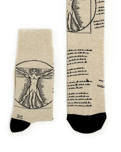 SOCKS AFFAIRS Calze di media lunghezza in morbido cotone VITRUVIAN MAN SOCKS Beige