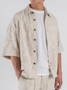 BERNA Camicia mm da coordinato over con colletto e ricami 261255 Beige (2)