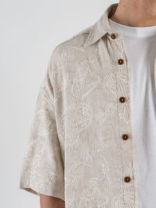 BERNA Camicia mm da coordinato over con colletto e ricami 261255 Beige (3)