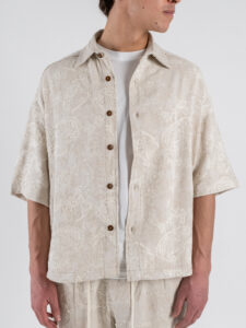 BERNA Camicia mm da coordinato over con colletto e ricami 261255 Beige (4)