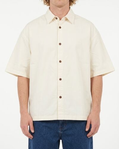 BERNA Camicia over mezza manica in misto lino 261280 Latte
