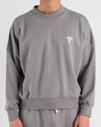 BERNA Felpa vintage fit in cotone leggero girocollo 261051 Ferro