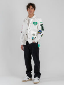 BERNA Giacca regular con tasconi frontali e patch colorate 261227 Bianco (1)