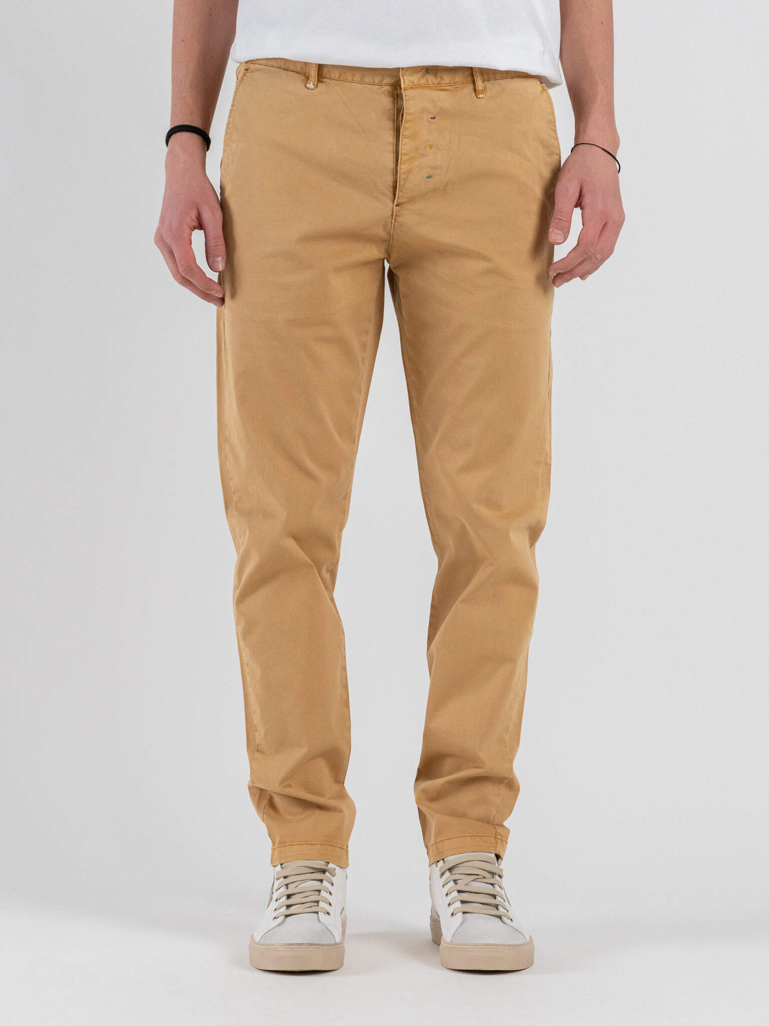 BERNA Pantalone slim chinos in cotone 261297 Cammello