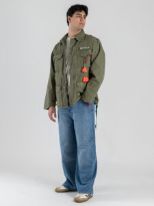 BERNA Sahariana regular con rotture e ricami colorati 261254 Verde Militare (1)