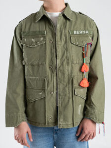 BERNA Sahariana regular con rotture e ricami colorati 261254 Verde Militare (4)