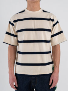 BERNA T-shirt boxy mezza manica a righe 261246 Pannablu (4)