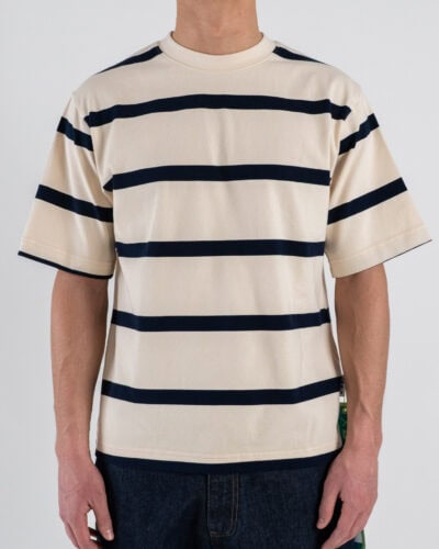 BERNA T-shirt boxy mezza manica a righe 261246 Panna/blu