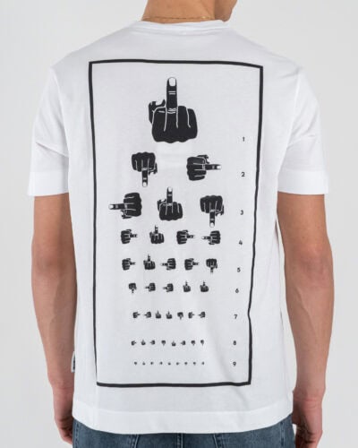 BERNA T-shirt over in cotone con stampa dito medio fronte/retro 261083 Bianco