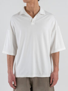 BL11 Polo over croppata a mezza manica con scollo a V 43ME305 Panna (3)