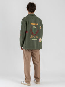 BL11 Sahariana regular con tasconi frontali e patch 46BLK069TEQUILA57 Militare (1)