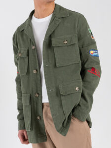 BL11 Sahariana regular con tasconi frontali e patch 46BLK069TEQUILA57 Militare (4)