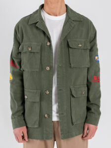 BL11 Sahariana regular con tasconi frontali e patch 46BLK069TEQUILA57 Militare (5)