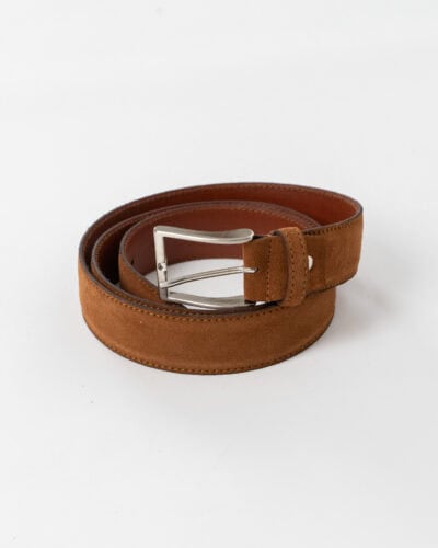 Cintura basica 4 cm in ecocamoscio con interno in vera pelle 035 Cammello