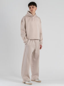 Coordinato crop in tessuto scuba con pantalone balloon 5620 Beige (1)