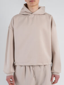 Coordinato crop in tessuto scuba con pantalone balloon 5620 Beige (3)