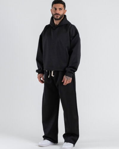 Coordinato crop in tessuto scuba con pantalone balloon 5620 Nero