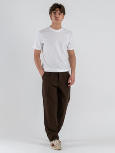 ESTASI Pantalone leggero con gamba morbida ed elastico in vita SANE’ EST Moro (1)