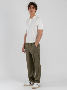 ESTASI Pantalone leggero con gamba morbida ed elastico in vita SANE’ EST Salvia (1)