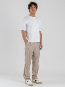 ESTASI Pantalone leggero con gamba morbida ed elastico in vita SANE’ EST Tortora (1)