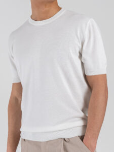GIANNI LUPO Maglia girocollo regular in viscosa GL510S White (2)